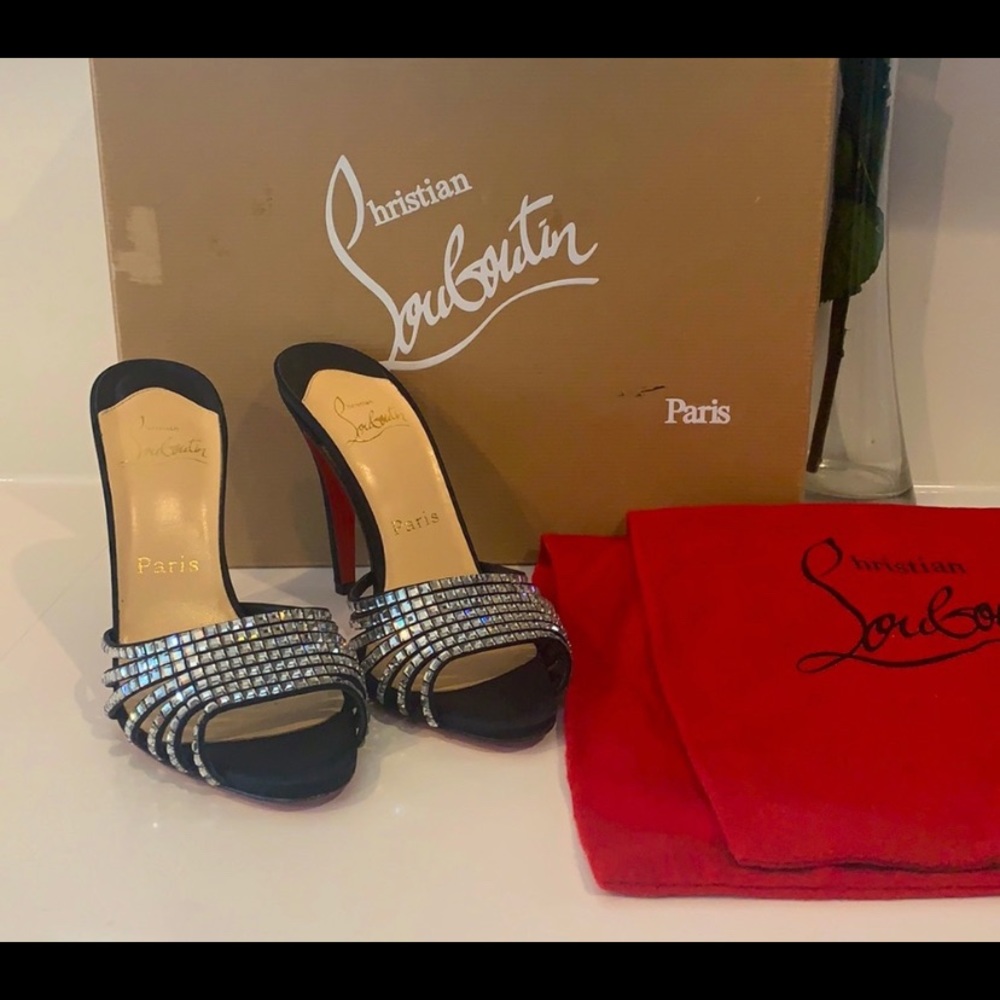Christian Louboutin desir strass satin heels